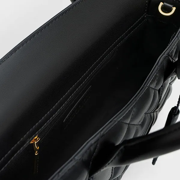 Túi Tote Nữ Charles & Keith CNK Nezu Quilted Bag Black CK2-31220013 Màu Đen