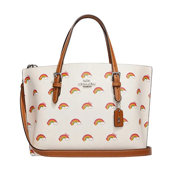 Túi Tote Nữ Coach Mollie Tote 25 With Rainbow Print CK373 Màu Kem Nâu