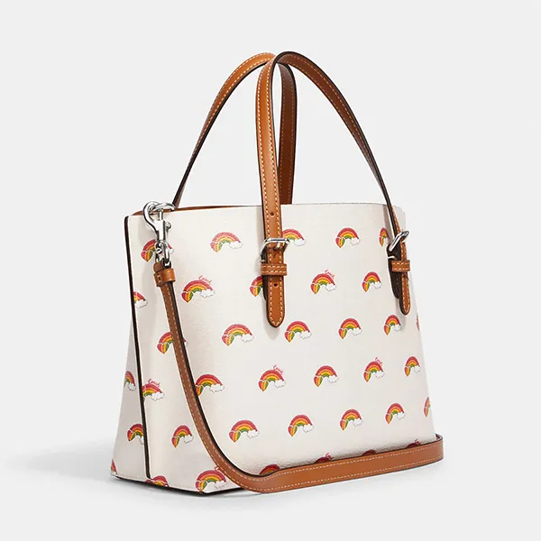Túi Tote Nữ Coach Mollie Tote 25 With Rainbow Print CK373 Màu Kem Nâu