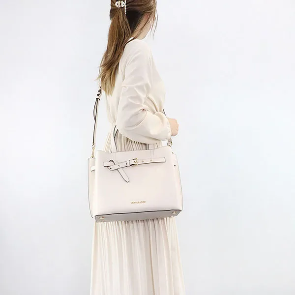 Túi Tote Nữ Michael Kors MK 35H0GU5S7T Emilia Leather Large Satchel Ladies Màu Trắng