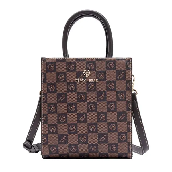 Túi Tote Nữ TTWN BEAR TN2676 Lưới Vuông Nâu Màu Nâu