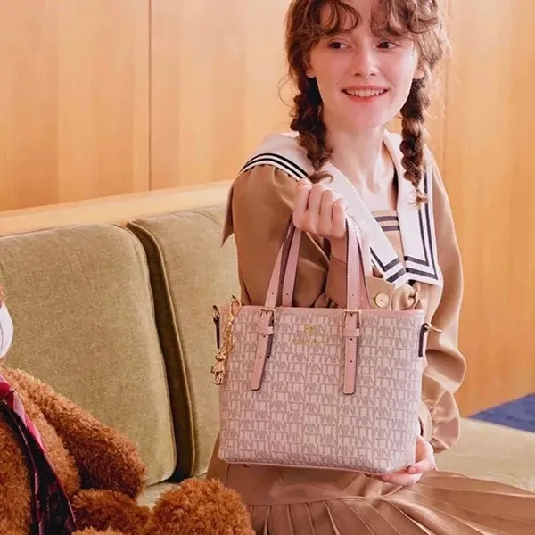 Túi Tote Nữ TTWN BEAR TN2713 Chữ Viền Hồng Màu Hồng