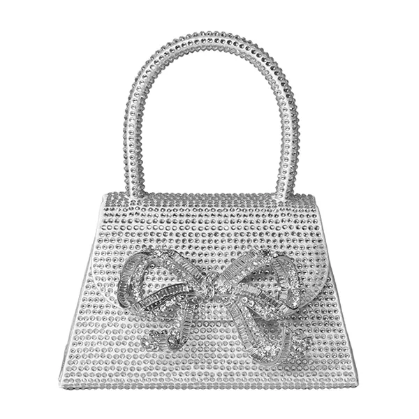 Túi Xách Nữ Self-Portrait The Bow Micro In Silver Rhinestone AW22 313 Màu Bạc - Túi xách - Vua Hàng Hiệu