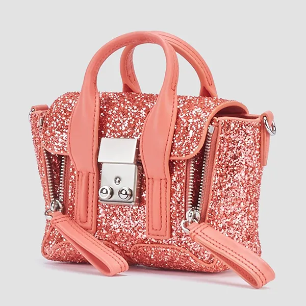 Túi Xách Tay Nữ 3.1 Phillip Lim Glitter Pashli Nano Satchel AE22B123GGFCORAL Màu Cam