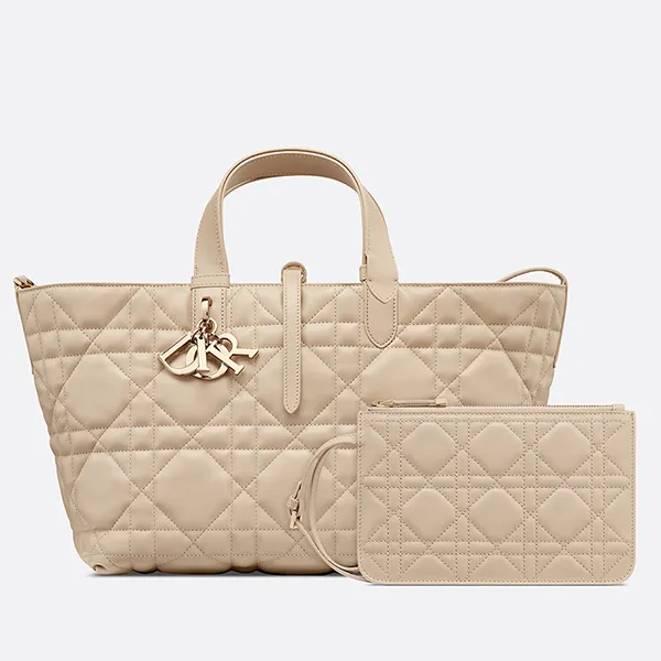 Túi Xách Tay Nữ Dior Medium Toujours Bag Powder Beige Macrocannage Calfskin Màu Be - Túi xách - Vua Hàng Hiệu