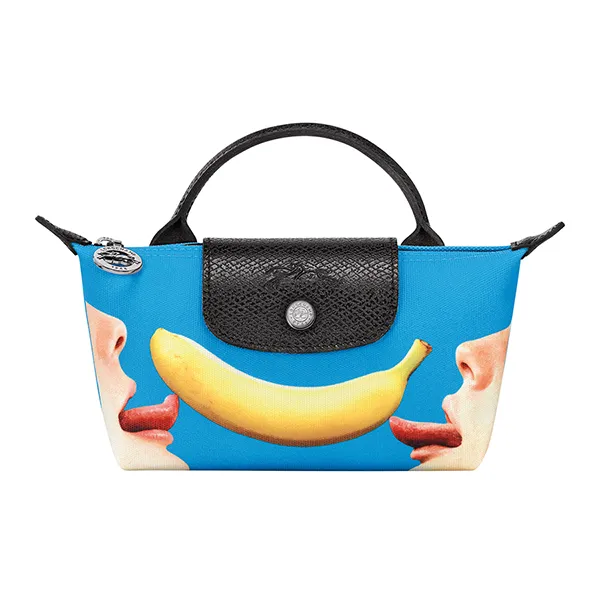 Túi Xách Tay Nữ Longchamp x Toiletpaper Toile Pochette Bleu 34175TPC127 Màu Xanh Blue - Túi xách - Vua Hàng Hiệu