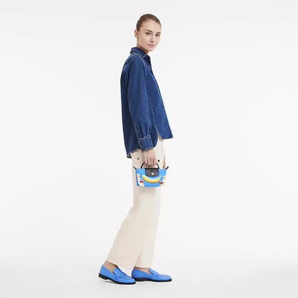 Túi Xách Tay Nữ Longchamp x Toiletpaper Toile Pochette Bleu 34175TPC127 Màu Xanh Blue - Túi xách - Vua Hàng Hiệu
