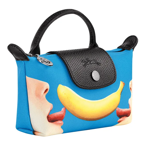 Túi Xách Tay Nữ Longchamp x Toiletpaper Toile Pochette Bleu 34175TPC127 Màu Xanh Blue - Túi xách - Vua Hàng Hiệu