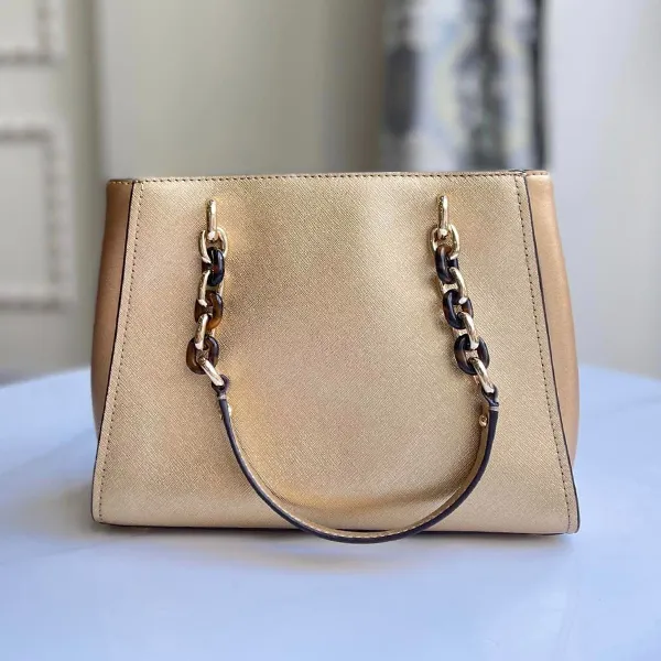 Túi Xách Tay Nữ Michael Kors MK Medium Sofia Perforated Handbag 35F8G05T6L Màu Vàng Gold