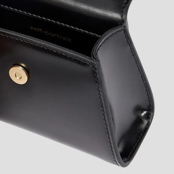 Túi Xách Tay Nữ Self-Portrait Leather With Gold Bow AW22-305/black Màu Đen