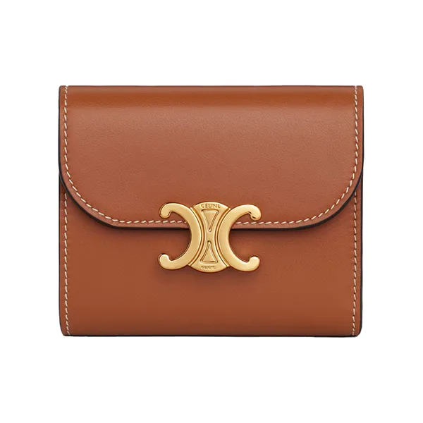 Ví Nữ Celine Small Wallet Triomphe In Shiny Smooth Lambskin 10D783BZG.04LU Màu Nâu - Túi xách - Vua Hàng Hiệu