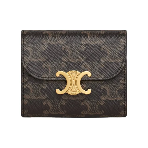 Ví Nữ Celine Small Wallet Triomphe In Triomphe Canvas 10D782CQH.04LU Màu Nâu Đen - Túi xách - Vua Hàng Hiệu
