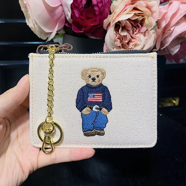 Ví Đựng Thẻ Nữ TTWN BEAR TT2449 Màu Be Viền Đen