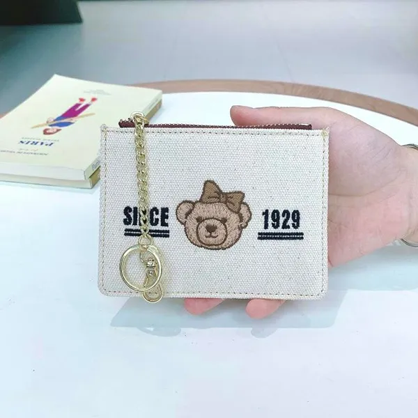 Ví Đựng Thẻ Nữ TTWN BEAR TT2449 TT2448 Màu Be Viền Nâu