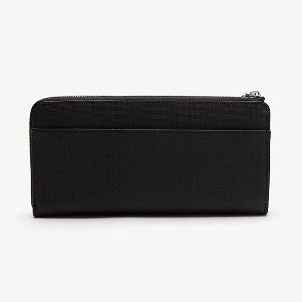 Ví Nữ Lacoste Daily Classic Coated Piqué Canvas 10 Card Zip Wallet NF2780DC-000 Màu Đen