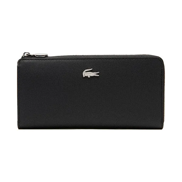 Ví Nữ Lacoste Daily Classic Coated Piqué Canvas 10 Card Zip Wallet NF2780DC-000 Màu Đen