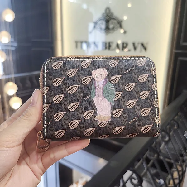 Ví Nữ Đựng Thẻ Mini TTWN BEAR TT2235 TT2403 Màu Nâu Sẫm
