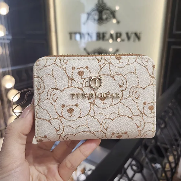 Ví Nữ Đựng Thẻ Mini TTWN BEAR TT2235 TT2408 Màu Be Gấu Bông S