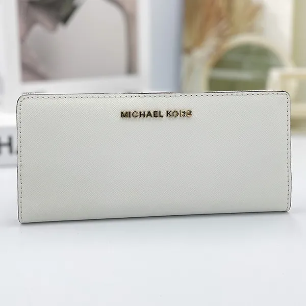 Ví Nữ Michael Kors MK Medium Flat Slim Bifold Wallet Màu Trắng