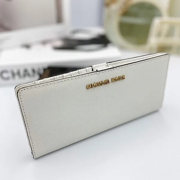 Ví Nữ Michael Kors MK Medium Flat Slim Bifold Wallet Màu Trắng