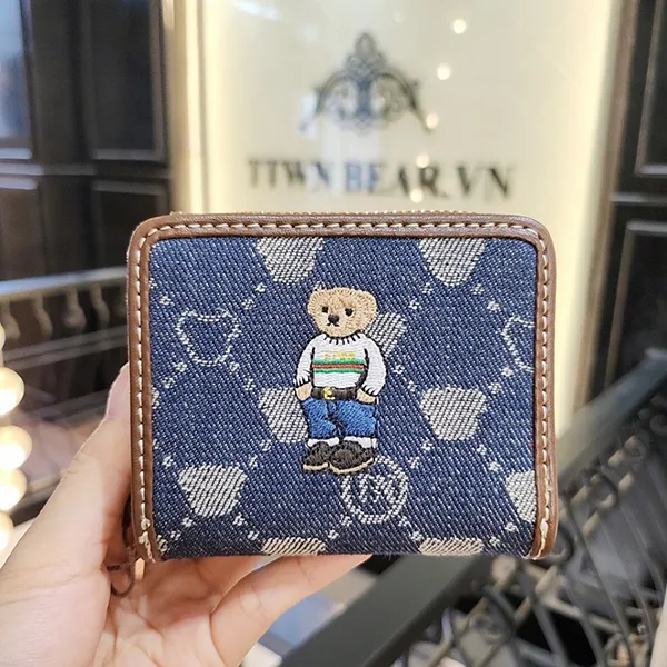 Ví Nữ TTWN BEAR TT2326 Màu Xanh Viền Nâu