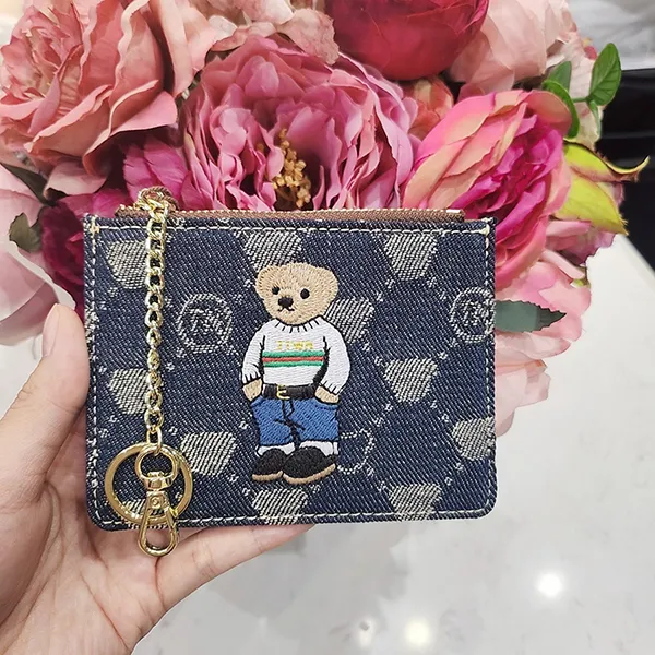 Ví Đựng Thẻ Nữ TTWN BEAR TT2449 Màu Xanh Viền Nâu