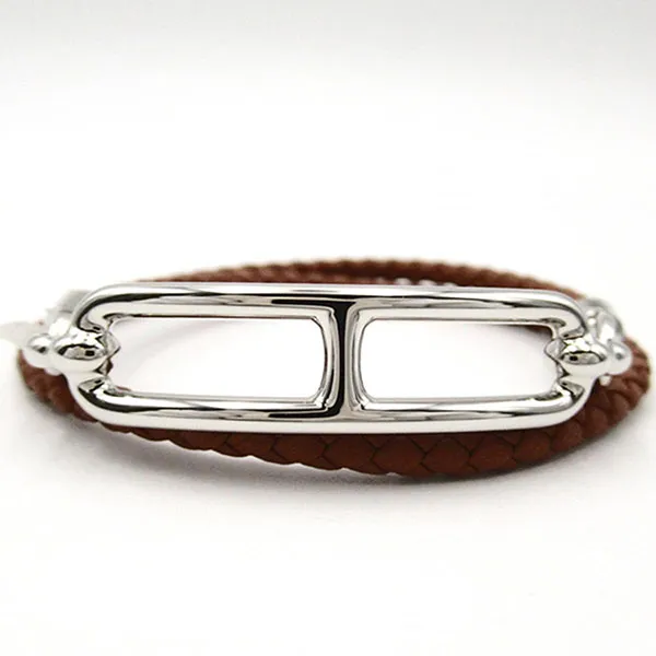 Vòng Đeo Tay Hermès Roulis Double Tour Bracelet Màu Nâu Bạc