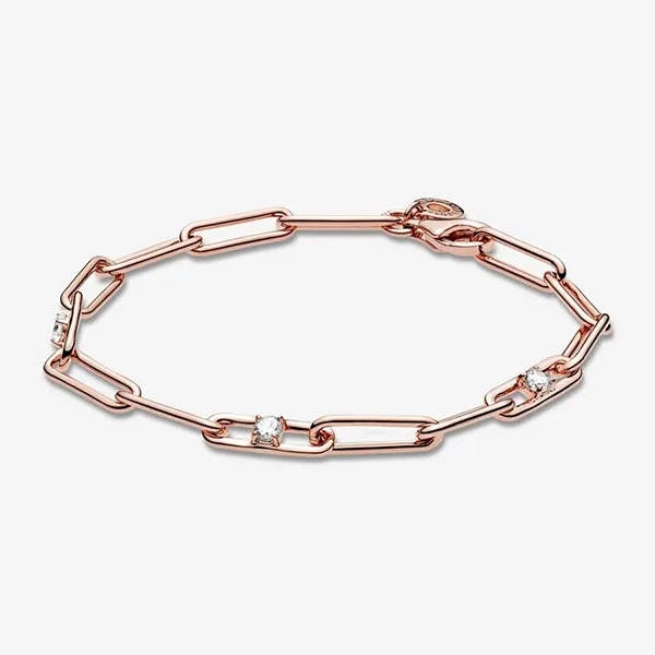 Vòng Đeo Tay Nữ Pandora Link Chain & Stones Bracelet 589177C01 Màu Vàng Hồng - Trang sức - Vua Hàng Hiệu