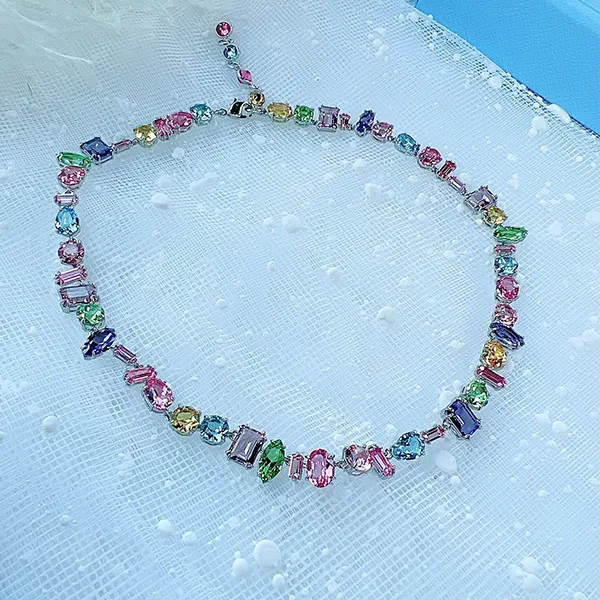Dây Chuyền Nữ Swarovski Gema Necklace Mixed Cuts, Multicolored, Rhodium Plated 5656397 Phối Màu - Trang sức - Vua Hàng Hiệu