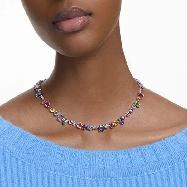 Dây Chuyền Nữ Swarovski Gema Necklace Mixed Cuts, Multicolored, Rhodium Plated 5656397 Phối Màu - Trang sức - Vua Hàng Hiệu