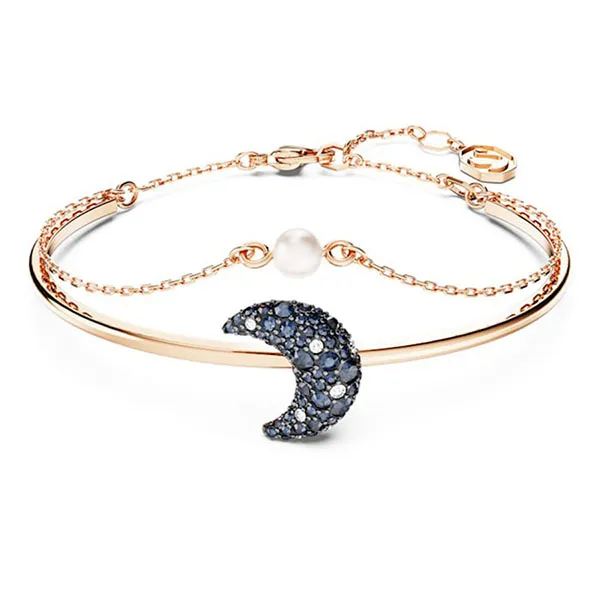 Vòng Đeo Tay Nữ Swarovski Luna Bangle Moon, Multicolored, Rose Gold-Tone Plated 5671586 Màu Xanh/ Vàng Hồng - Trang sức - Vua Hàng Hiệu