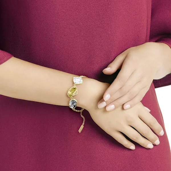 Vòng Đeo Tay Nữ Swarovski Prisma Bracelet Multi-Coloured, Gold-Tone Plated 5377981 Màu Vàng