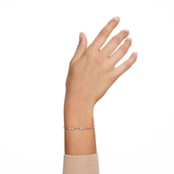 Vòng Đeo Tay Nữ Swarovski Remix Collection Strandround Cut, White, Rose Gold-Tone Plated Màu Vàng Hồng