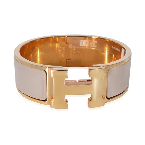 Vòng Đeo Tay Nữ Hermès Clic Clac Gold Plated H Bracelet Màu Vàng Be