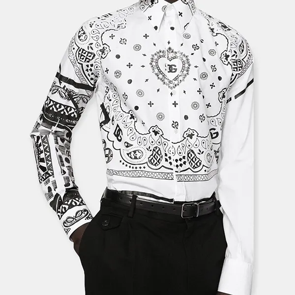 Áo Sơ Mi Nam Dolce & Gabbana D&G Martini-Fit Shirt With Bandanna Print G5IX8TGF101W0800 Màu Trắng Size 37 - Thời trang - Vua Hàng Hiệu