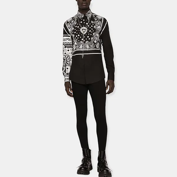 Áo Sơ Mi Nam Dolce & Gabbana D&G Martini-Fit Shirt With Bandanna Print G5JL8TGF102N0000 Màu Đen Trắng Size 38 - Thời trang - Vua Hàng Hiệu