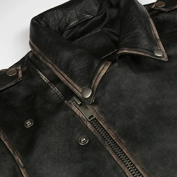 Áo Khoác Da Bolongaro Trevor Blade Biker Antique Leather Jacket MTKL019 Màu Đen Size M