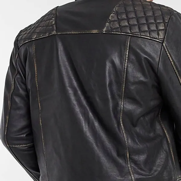 Áo Khoác Da Bolongaro Trevor Harris Leather Biker Jacket Màu Đen Size S