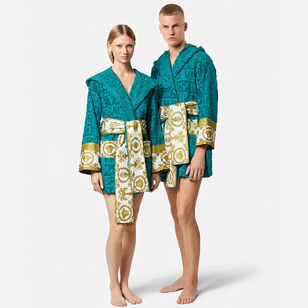 Áo Choàng Tắm Versace Baroque Short Bathrobe ZACJ00019-ZCOSP052_Z15_L_Z4882 Màu Xanh Lam Size S