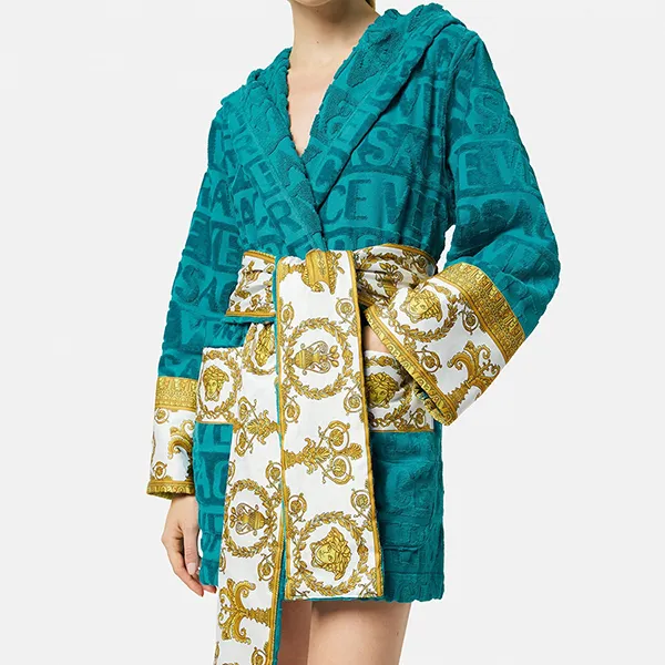 Áo Choàng Tắm Versace Baroque Short Bathrobe ZACJ00019-ZCOSP052_Z15_L_Z4882 Màu Xanh Lam Size S