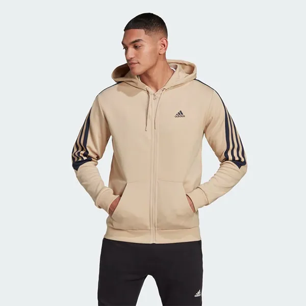 Áo Hoodie Nam Adidas Futre Icons 3-Stripes Full Zip Hoodie HK4570 Màu Be