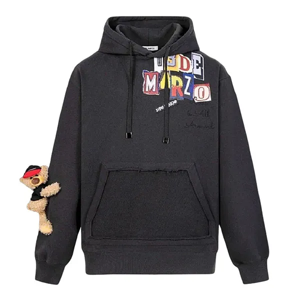 Áo Hoodie Nữ 13 De Marzo Black Collective Bear Sketch FR-JX-597-U Màu Đen