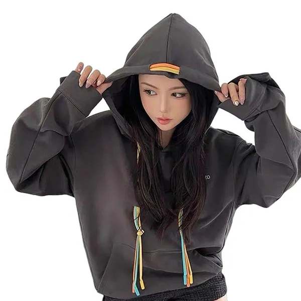 Áo Hoodie Nữ 13 De Marzo Dark Grey Colored Ribbon FR-JX-530-U Màu Xám