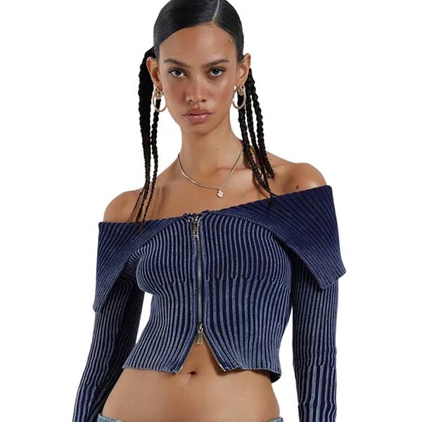 Áo Jaded London Tribeca Ribbed Off The Shoulder Knit WH2599 Màu Xanh Navy Size XS - Thời trang - Vua Hàng Hiệu