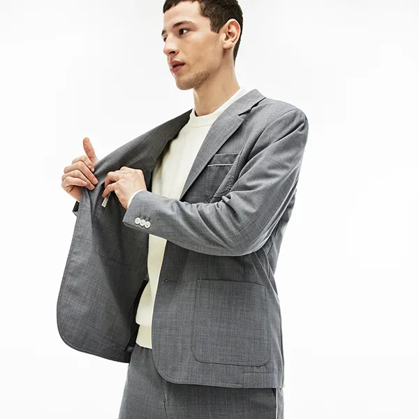 Áo Khoác Blazer Nam Lacoste Men's Lightweight Stretch Canvas VH7382L-CCA Màu Xám Size 50