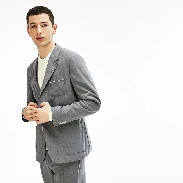 Áo Khoác Blazer Nam Lacoste Men's Lightweight Stretch Canvas VH7382L-CCA Màu Xám Size 50