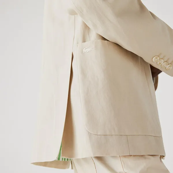 Áo Khoác Blazer Nam Lacoste Men’s Straight Fit Cotton And Linen Blend VH1127-51G-E8M Màu Beige Size 48 - Thời trang - Vua Hàng Hiệu