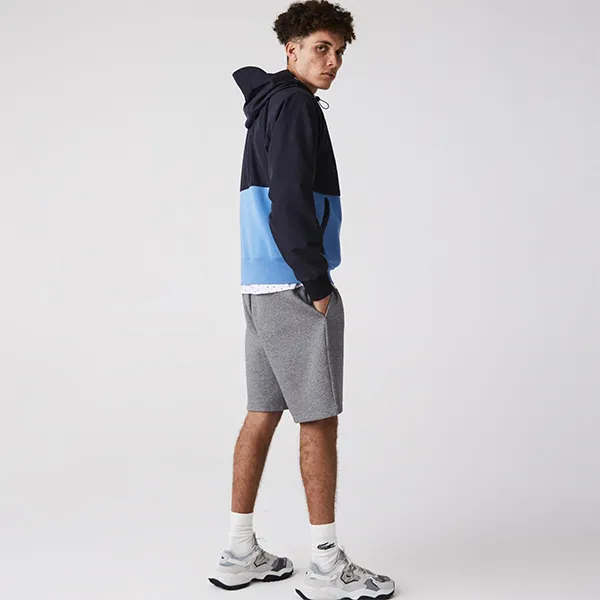 Áo Khoác Nam Lacoste Bimaterial Pullover Jacket BH7603 KFS Màu Navy Xanh Dương Size 5