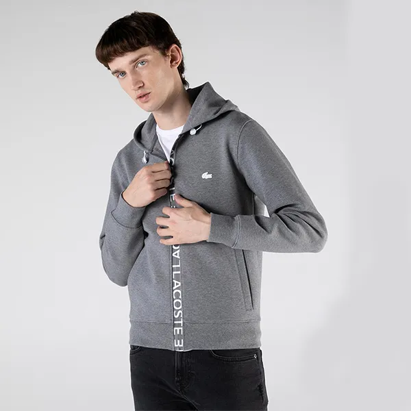 Áo Khoác Nỉ Nam Lacoste Erkek Classic Fit Fermuarlı Koyu Gri Sweatshirt SH6886 1VQ Màu Xám Đậm Size 3