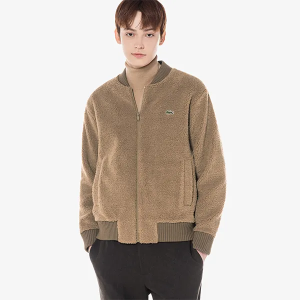 Áo Khoác Nam Lacoste Sherpa Stadium Neck Jumper SH680E Màu Nâu Size 5 - Thời trang - Vua Hàng Hiệu